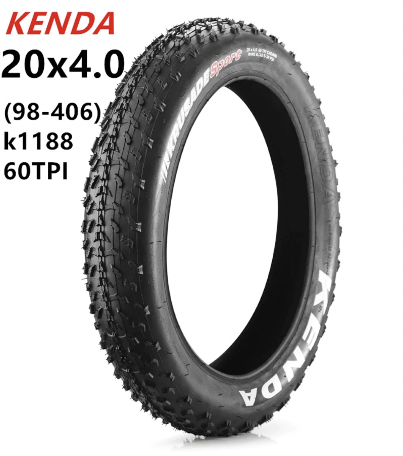 MATE X Tires - Kenda Krusade 20 x 4.0 Tire 60 TPI Black - Mate X